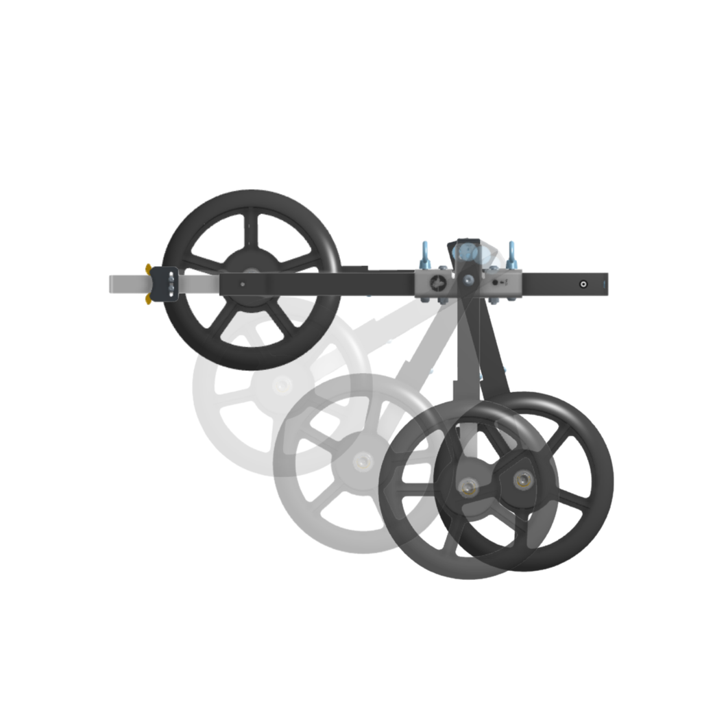 Adjustability in Sidekick dog wheelchair - render